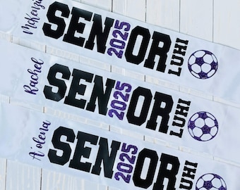 Senior Sash! Comes in white or black - Personalized and Custom with name, sport, and year. Great for Senior Night.