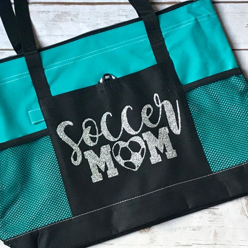 Soccer Mom Monogram Canvas Tote Shoulder Bag Personalize Game Etsy
