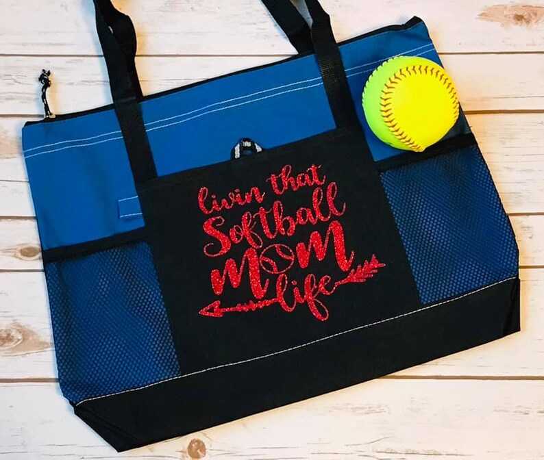 Living That Softball Mom Life Tote Bag for Baseball Moms Etsy