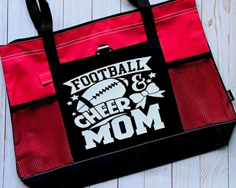 Football and Cheer Mom Tote Bag - Perfect for cheer moms, cheer comps, cheer gifts