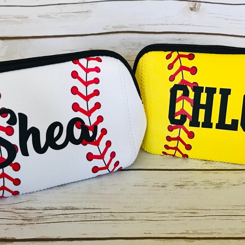 Neoprene Softball and Baseball Cosmetic Bags Perfect for Etsy