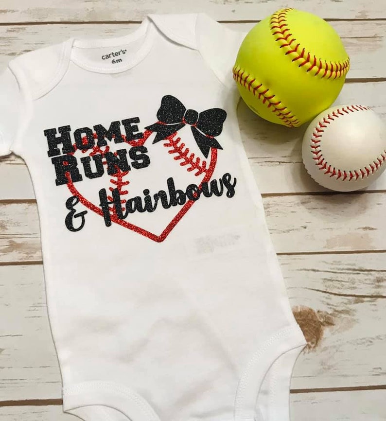 Home Runs and Hairbows Baseball or Softball Onesie Baby Gift Etsy