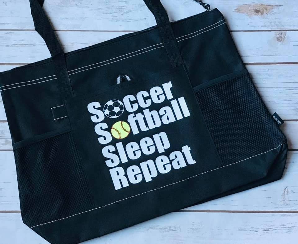 Soccer, Softball, Sleep, Repeat Multi Sport Tote Bag for