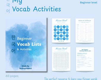 Learn Korean Vocabulary for Beginners Printable 200+ Korean Words, 11 categories & Workbook Activities