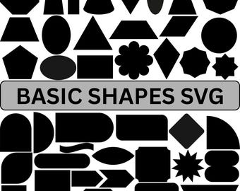 Basic Shapes SVG Bundle: Geometrische Clipart, Banner, Tags (Digitaler Download)