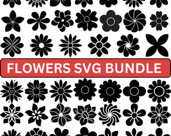 Cute Flowers Svg Png Mega Bundle, Flower Svg, Flowers Svg, Flower Designs For Shirts, Flower Cut Files, Vector Files, Cricut, Svg, Png