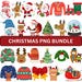 Watercolor Christmas Clipart, Santa, Reindeer, Snowman PNG (digital ...