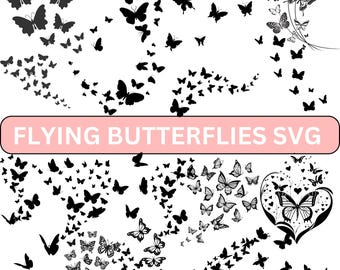 Mariposas volando SVG, PNG, archivos de corte de mariposas para Cricut (descarga instantánea)
