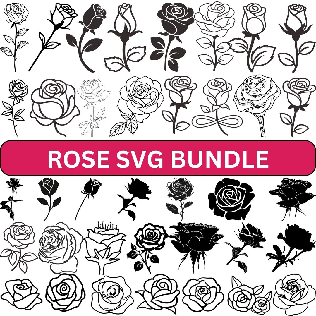 Rose SVG Bundle: Floral Bouquet, Wildflower Designs (digital Download ...