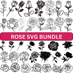 Ros SVG-paket: Blombukett, vildblomsdesigner (digital nedladdning)