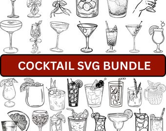 Hand Drawn Cocktails SVG Bundle: Drink Illustrations (Digital Download)