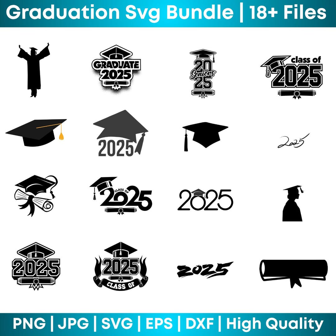 Graduation SVG Bundle 18+ | Class of Cricut Files | Png JPG Cut Designs ...