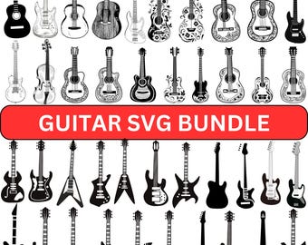 Guitar SVG PNG Bundle, Music Clipart (Digital Download)