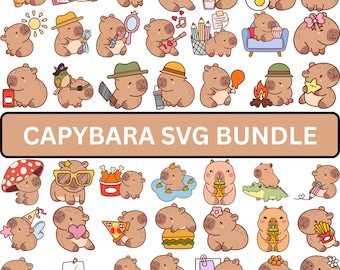 Capybara SVG Bundle,Capybara Clipart,Animal svg,Cute Capybara PNG Bundle,Instant Digital Download for Cricut & Silhouette,Vector Files,Ai