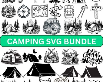 Camping SVG Bundle, Retro Camper Van, RV Vektor (Digitaler Download)