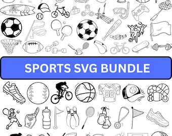 Hand Drawn Sports Doodle SVG Bundle: Athletic Clipart (Digital Download)