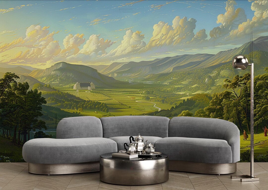 Scenic Mountain Landscape Wallpaper Mural – Peel and Stick - Etsy