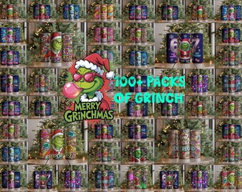 Más de 100 envoltorios para vasos de Grinchmas: diseños digitales navideños PNG (20 oz)