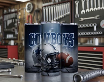 Envoltura para vaso de fútbol americano de vaquero / Diseño deportivo con casco de estrella / PNG de 20 oz y 30 oz / Descarga digital