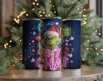 Vaso Grinch PNG / Envoltura de Feliz Grinchmas / Sublimación navideña para vasos de 20 oz y 30 oz, descarga digital