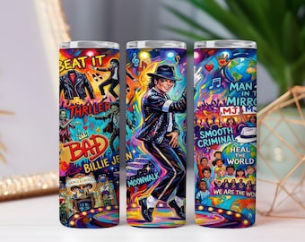 Retro Pop Music 20oz Tumbler Wrap PNG, Vintage Music Icon Skinny Tumbler Sublimation Design, Colorful Concert Art Digital Download