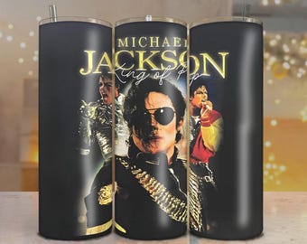 Diseño PNG para sublimación de un vaso térmico recto/cónico de 20 oz o 30 oz con diseño de cantante pop (descarga digital).