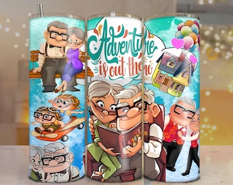 Diseño de vaso inspirado en Up (PNG): La aventura está ahí fuera, vaso delgado de 20 oz (descarga digital)