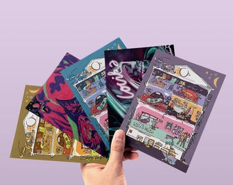 Fantasy Postcard Set | Mystic Guardian, Rapunzel Tower & Beer Lovers Art Cards | Julinacore Prints