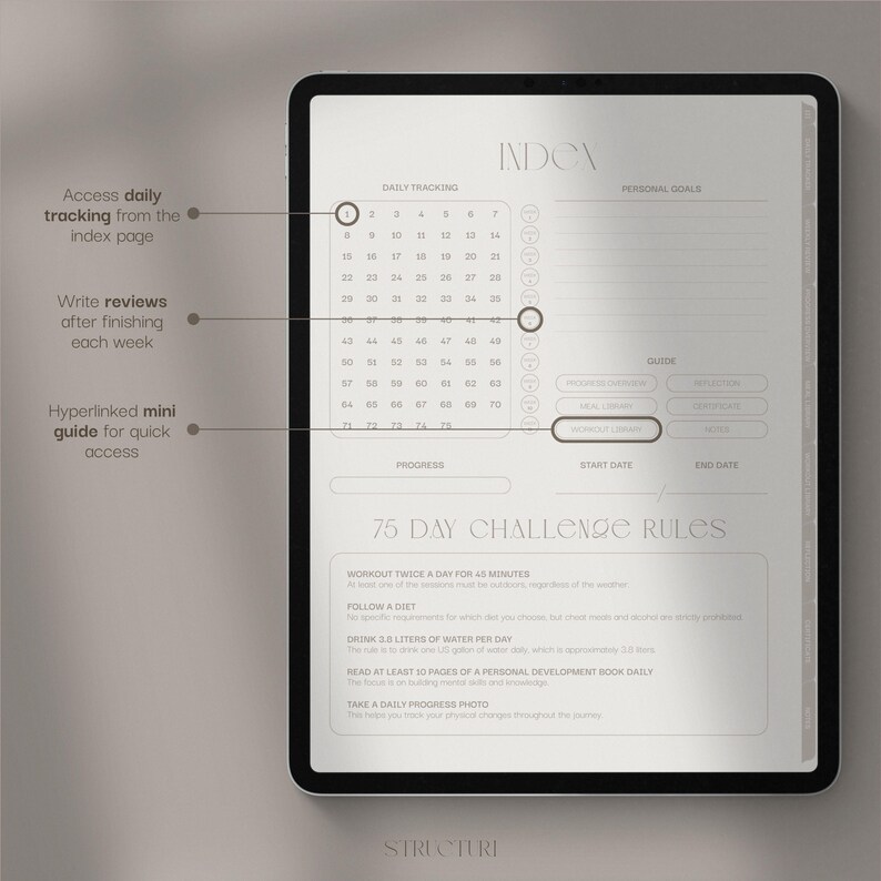 Digital 75 Day Challenge Tracker, Goodnotes Notability Compatible PDF ...