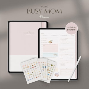 Planificador para mamás ocupadas 2026 / Goodnotes, compatible con Notability / planificador diario, semanal y mensual