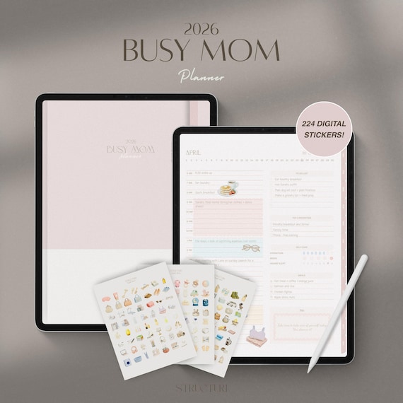 2026 Busy Mom Planner | Goodnotes, Notability compatible | daily, weekly and monthly planner