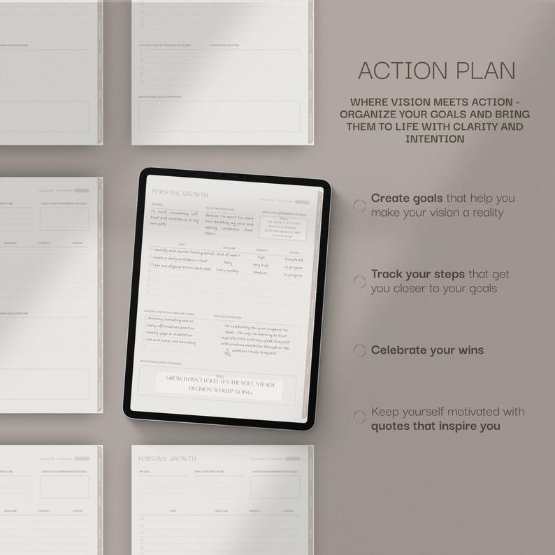Diario de tablero de visión digital para GoodNotes Notability: Autocuidado, diario de afirmaciones (PDF) imagen 6
