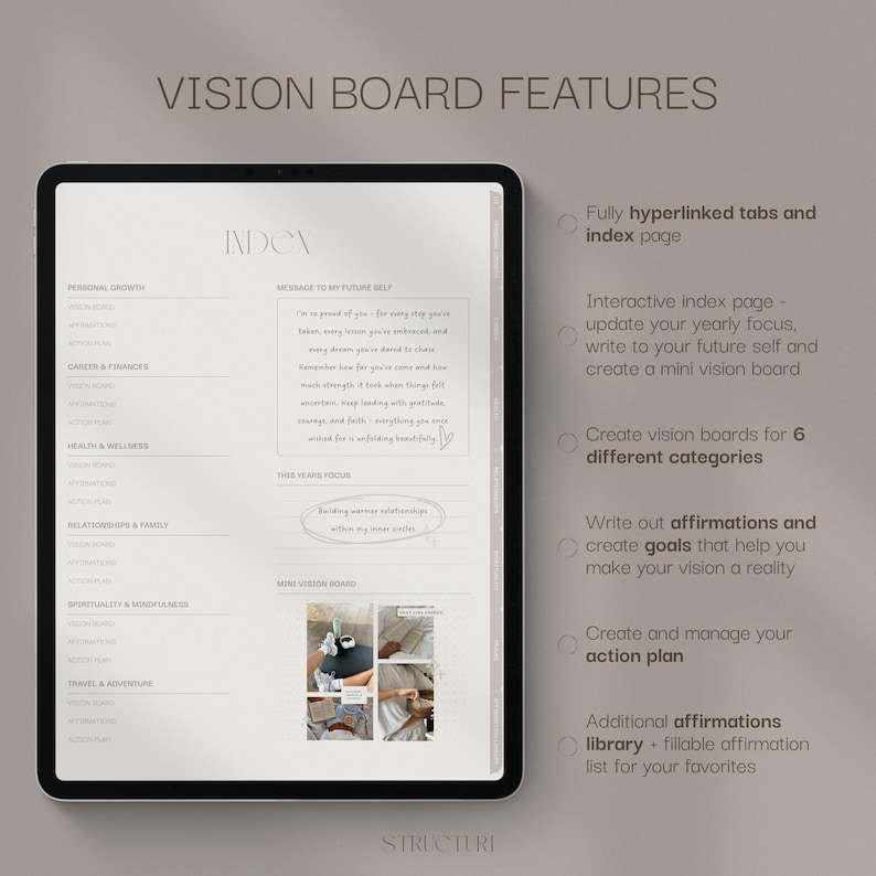 Diario de tablero de visión digital para GoodNotes Notability: Autocuidado, diario de afirmaciones (PDF) imagen 2