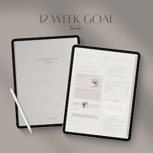 Suivi d'objectifs numérique sur 12 semaines, PDF compatible Goodnotes Notability