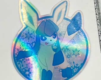 Glaceon Sticker, wasserfest holographisch Vinyl (10x10cm)