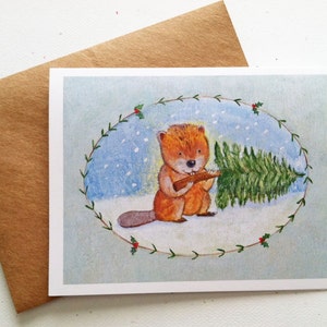 Beaver Tasty Christmas Card by Megumi Lemons image 1
