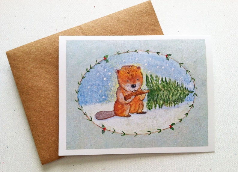 Beaver Tasty Christmas Card by Megumi Lemons image 1