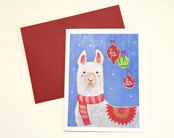 Fa La La Llama Christmas Card by Megumi Lemons