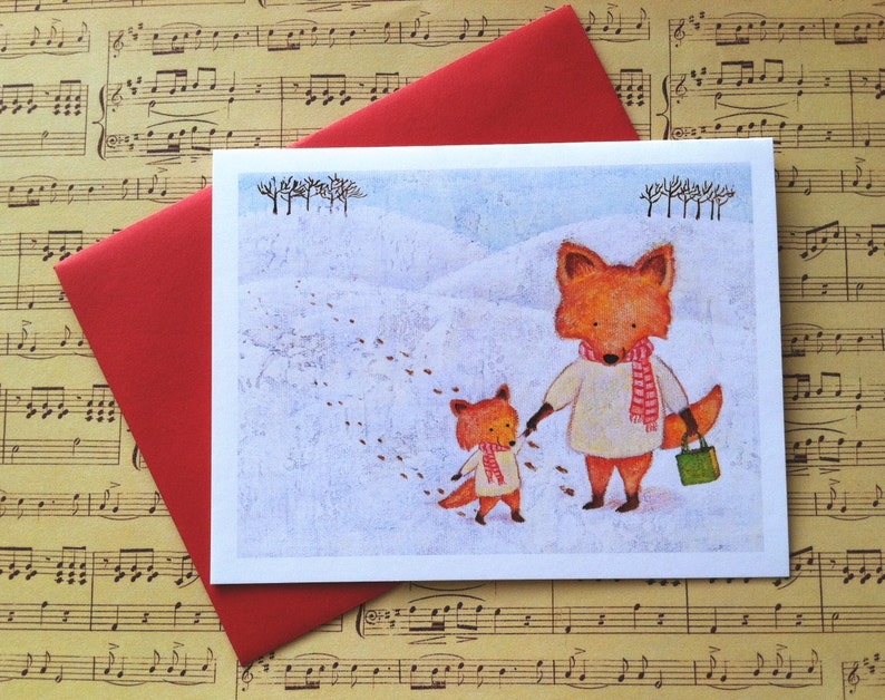 Snow Foxes Christmas Card by Megumi Lemons image 1