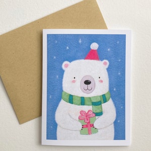 Polar Bear Christmas Card by Megumi Lemons