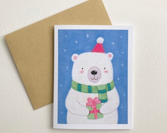 Polar Bear Christmas Card by Megumi Lemons