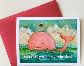 Whale you be my Valentine Valentine's card by Megumi Lemons