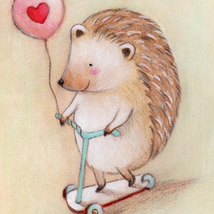 Hedgehog Balloon Love Print 8x10 by Megumi Lemons