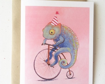 Christopher Chameleon Birthday Card by Megumi Lemons