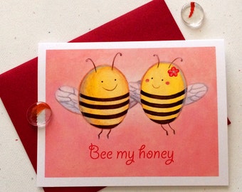 Bee my honey Valentine's card by Megumi Lemons