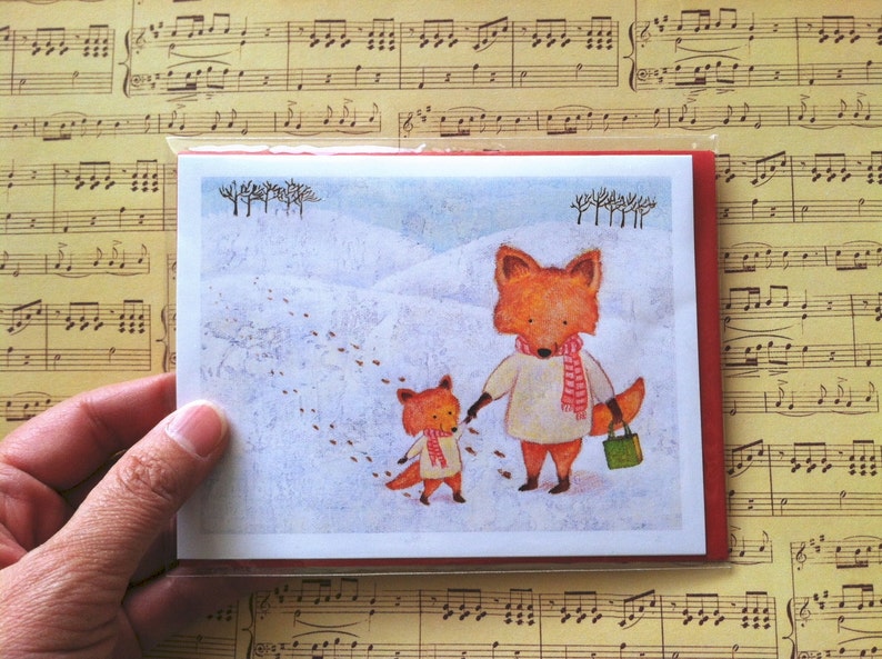 Snow Foxes Christmas Card by Megumi Lemons imagem 3