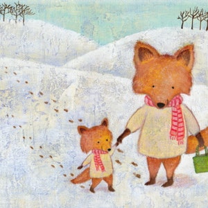 Snow Foxes Christmas Card by Megumi Lemons imagem 2