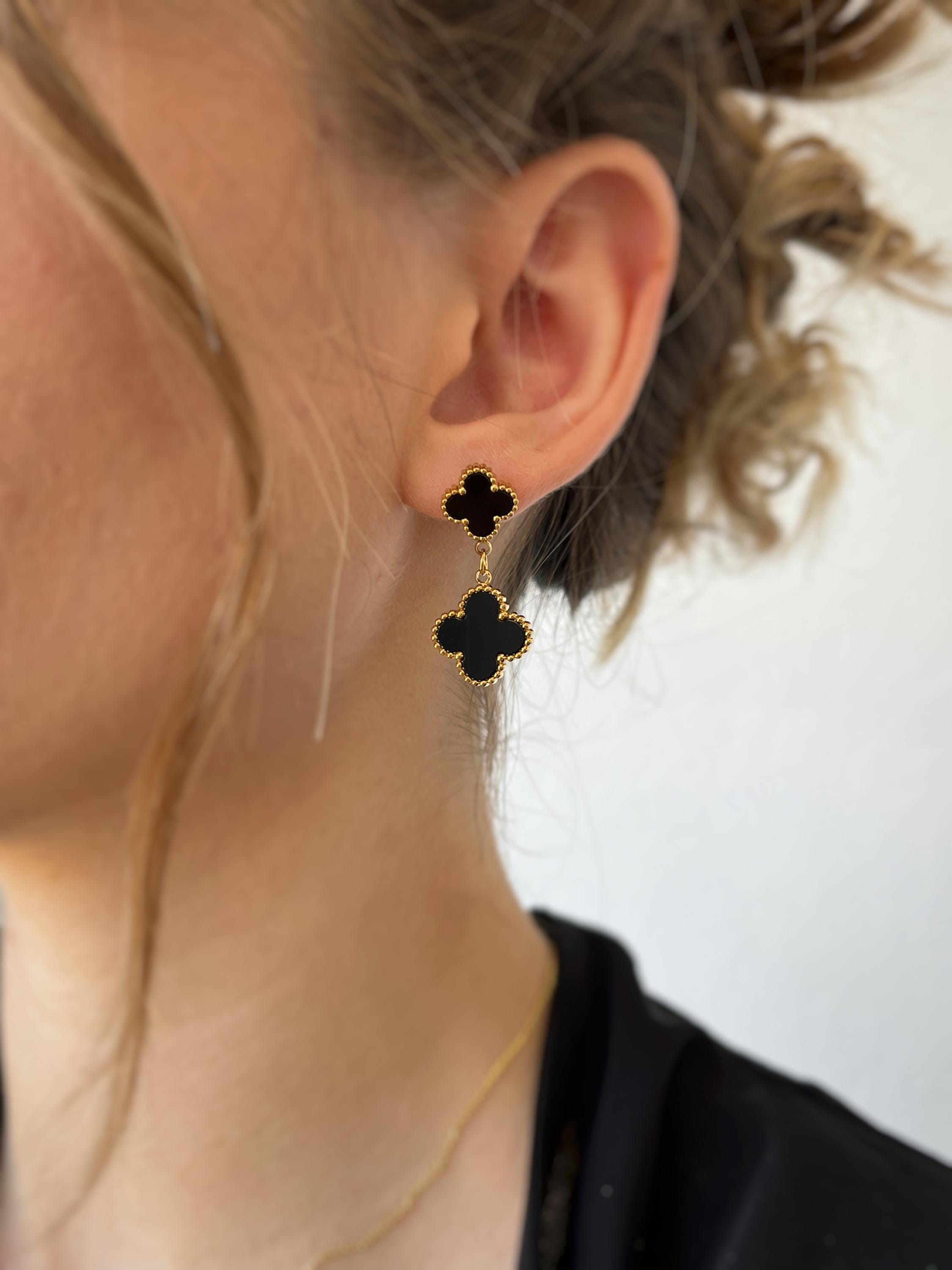 Van Cleef Dangle Earrings Black