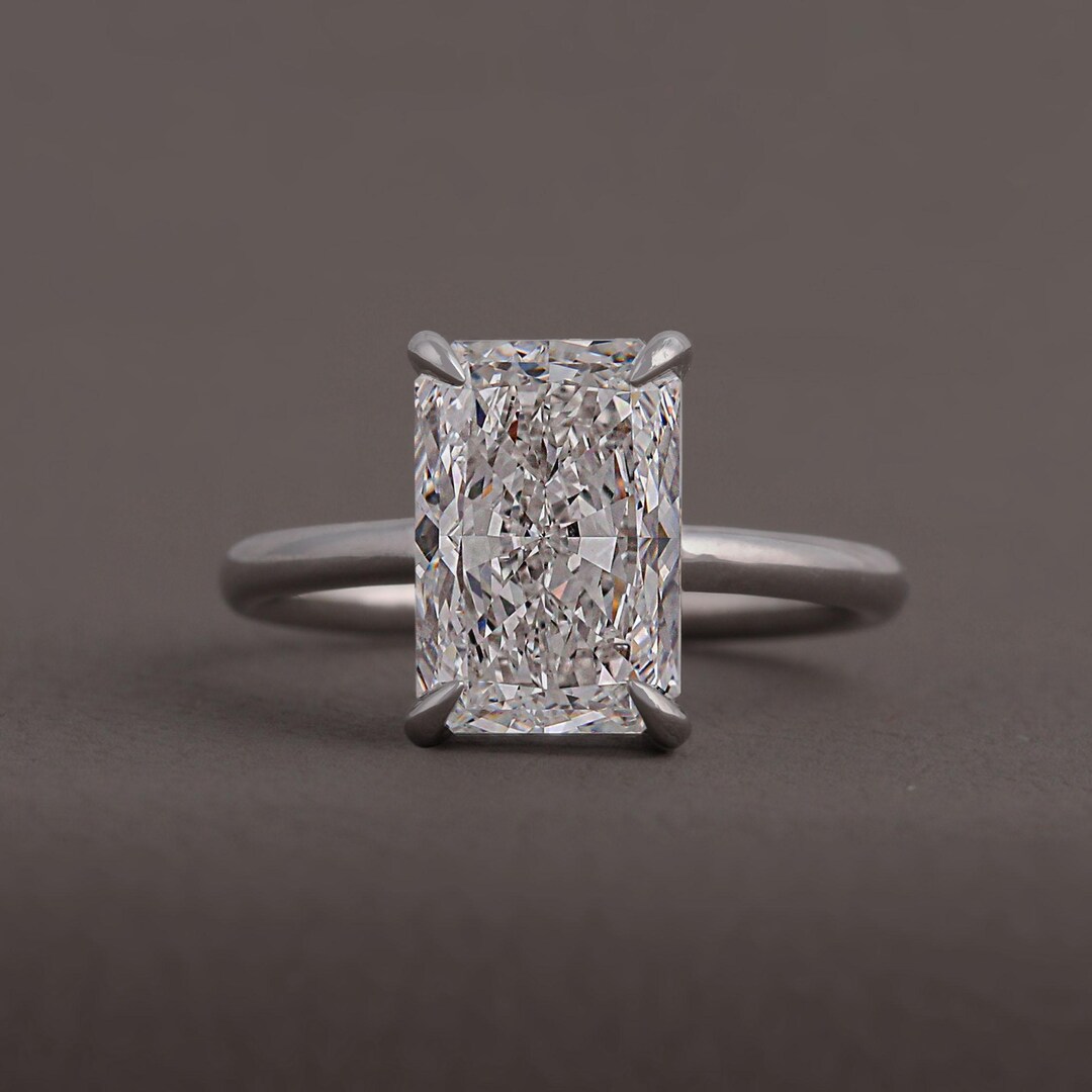4.00 CT Radiant Cut Lab Grown Diamond Solitaire Engagement Ring: IGI ...