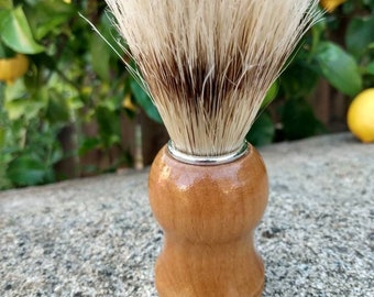 Men's Natural Shaving Brush ~ Boar Bristle w/ WOOD Handle ~ With Free Holder - In Gift Box